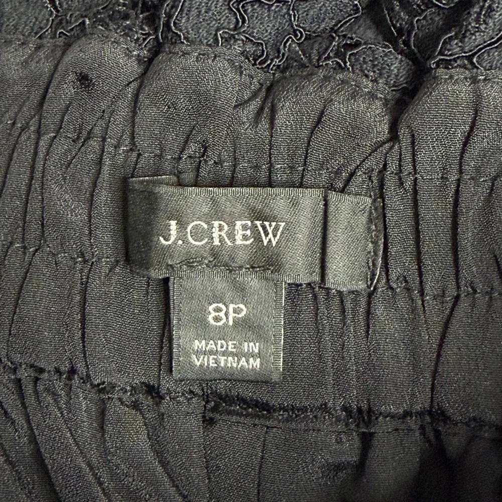 J. Crew Tapered Paper‎ Bag Pant In Lace Womens 8 P Black High Rise Straight Leg